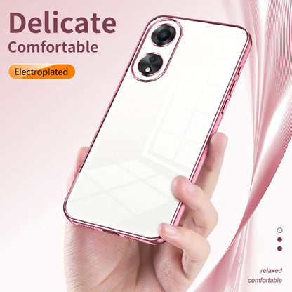 For OPPO A58 5G / A58x 5G Transparent Plating Fine Hole Phone Case(Pink) - OPPO Cases by buy2fix | Online Shopping UK | buy2fix