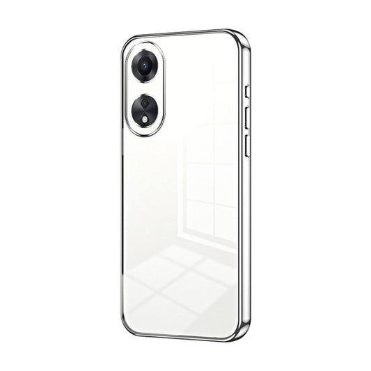 For OPPO A58 5G / A58x 5G Transparent Plating Fine Hole Phone Case(Silver) - OPPO Cases by buy2fix | Online Shopping UK | buy2fix