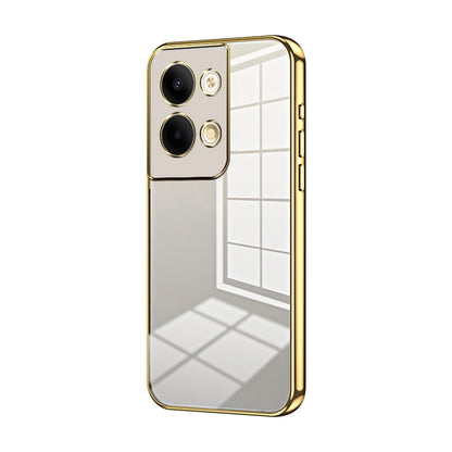 For OPPO Reno9 / Reno9 Pro Transparent Plating Fine Hole Phone Case(Gold) - OPPO Cases by buy2fix | Online Shopping UK | buy2fix