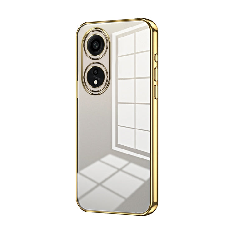 For OPPO A1 Pro Transparent Plating Fine Hole Phone Case(Gold) - OPPO Cases by buy2fix | Online Shopping UK | buy2fix