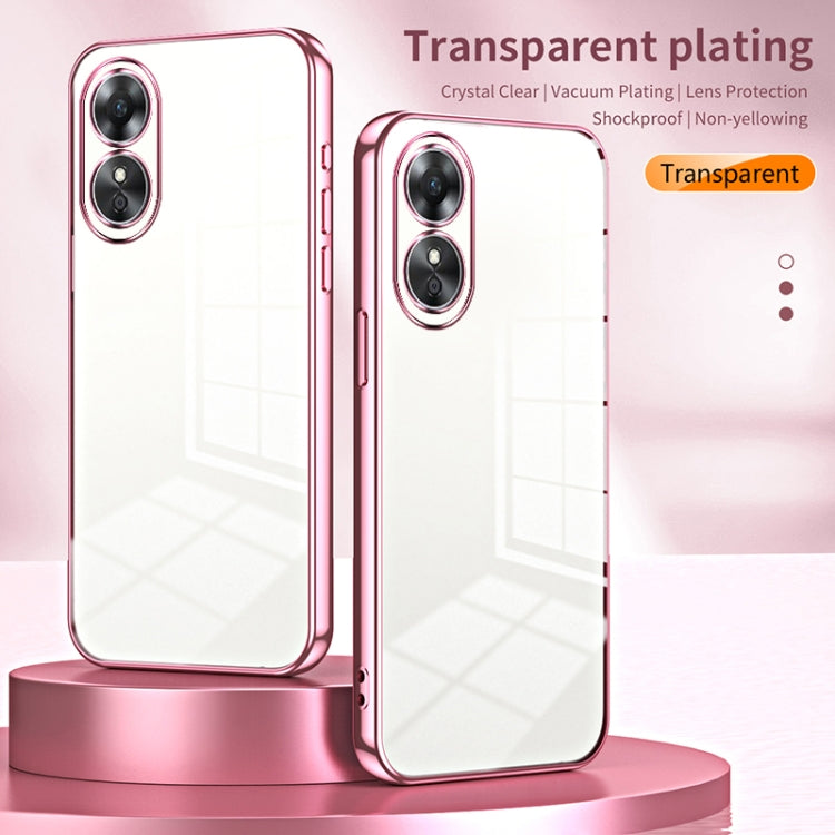 For OPPO A17 / A17K Transparent Plating Fine Hole Phone Case(Purple) - OPPO Cases by buy2fix | Online Shopping UK | buy2fix