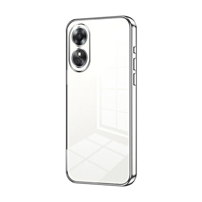 For OPPO A17 / A17K Transparent Plating Fine Hole Phone Case(Silver) - OPPO Cases by buy2fix | Online Shopping UK | buy2fix