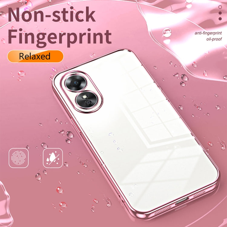 For OPPO A17 / A17K Transparent Plating Fine Hole Phone Case(Black) - OPPO Cases by buy2fix | Online Shopping UK | buy2fix