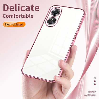 For OPPO A17 / A17K Transparent Plating Fine Hole Phone Case(Black) - OPPO Cases by buy2fix | Online Shopping UK | buy2fix