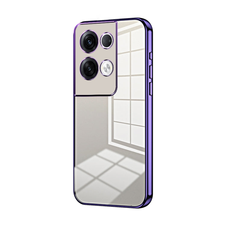 For OPPO Reno8 Pro+ Transparent Plating Fine Hole Phone Case(Purple) - OPPO Cases by buy2fix | Online Shopping UK | buy2fix