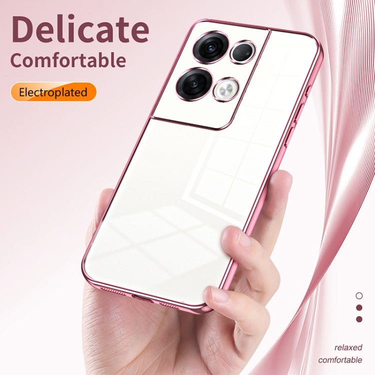 For OPPO Reno8 Pro+ Transparent Plating Fine Hole Phone Case(Purple) - OPPO Cases by buy2fix | Online Shopping UK | buy2fix