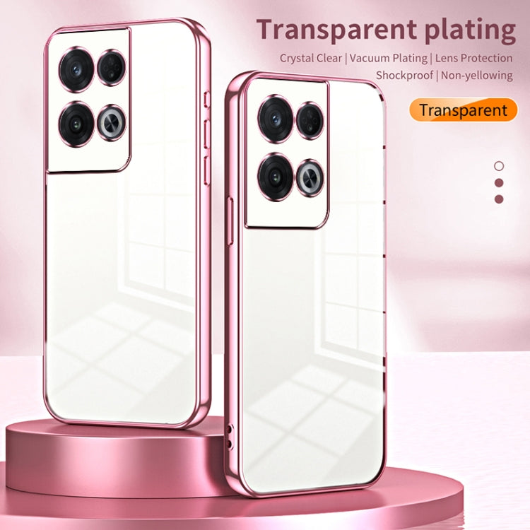 For OPPO Reno8 Pro Transparent Plating Fine Hole Phone Case(Pink) - OPPO Cases by buy2fix | Online Shopping UK | buy2fix