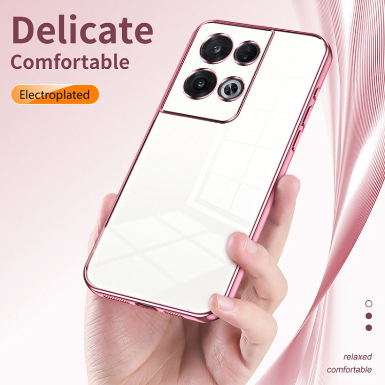 For OPPO Reno8 Pro Transparent Plating Fine Hole Phone Case(Transparent) - OPPO Cases by buy2fix | Online Shopping UK | buy2fix
