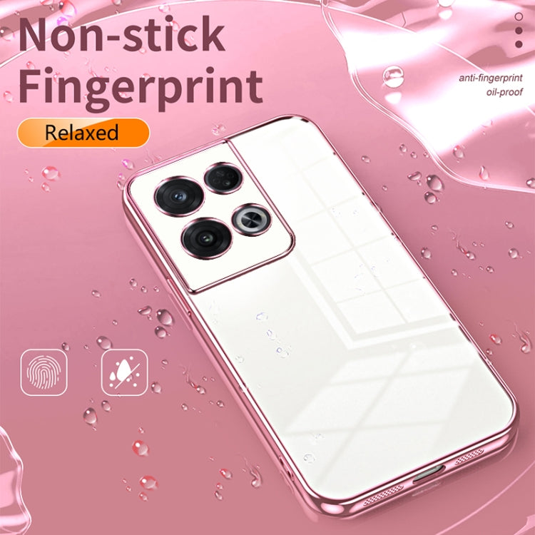 For OPPO Reno8 Pro Transparent Plating Fine Hole Phone Case(Silver) - OPPO Cases by buy2fix | Online Shopping UK | buy2fix