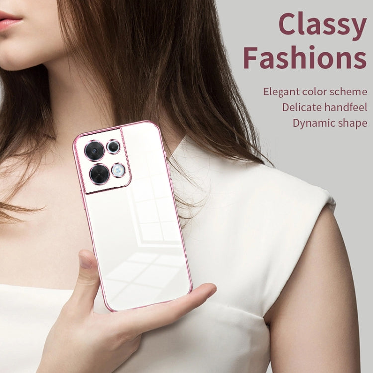 For OPPO Reno8 Transparent Plating Fine Hole Phone Case(Pink) - OPPO Cases by buy2fix | Online Shopping UK | buy2fix