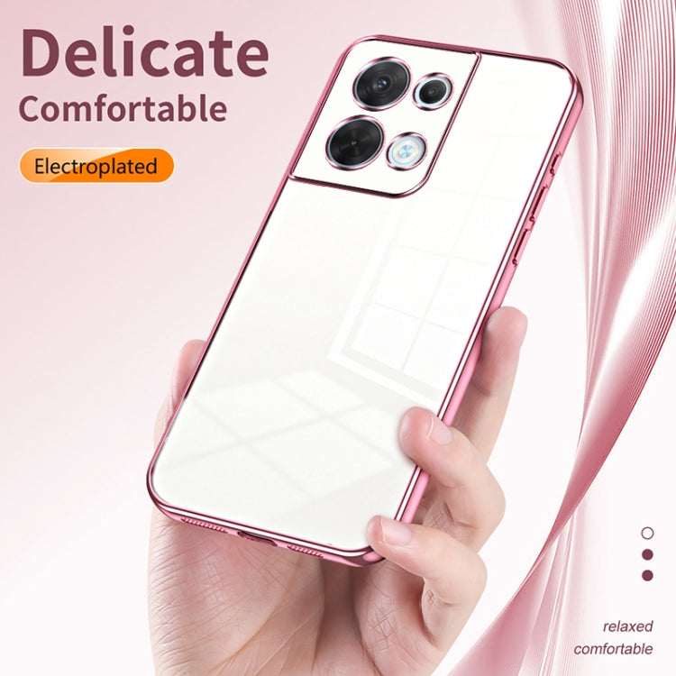 For OPPO Reno8 Transparent Plating Fine Hole Phone Case(Pink) - OPPO Cases by buy2fix | Online Shopping UK | buy2fix