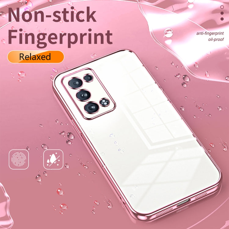For OPPO Reno6 Pro+ Transparent Plating Fine Hole Phone Case(Pink) by buy2fix