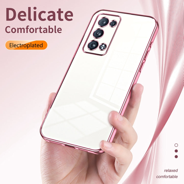 For OPPO Reno6 Pro+ Transparent Plating Fine Hole Phone Case(Pink) by buy2fix