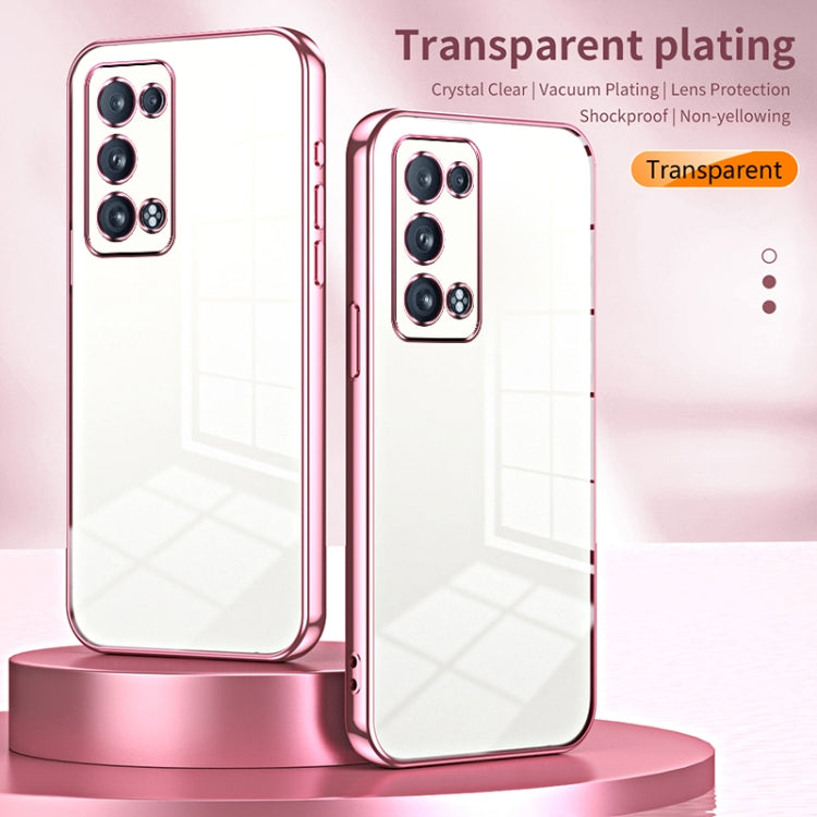 For OPPO Reno6 Pro+ Transparent Plating Fine Hole Phone Case(Silver) - OPPO Cases by buy2fix | Online Shopping UK | buy2fix