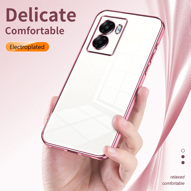 For OPPO A57 5G Transparent Plating Fine Hole Phone Case(Transparent) - OPPO Cases by buy2fix | Online Shopping UK | buy2fix