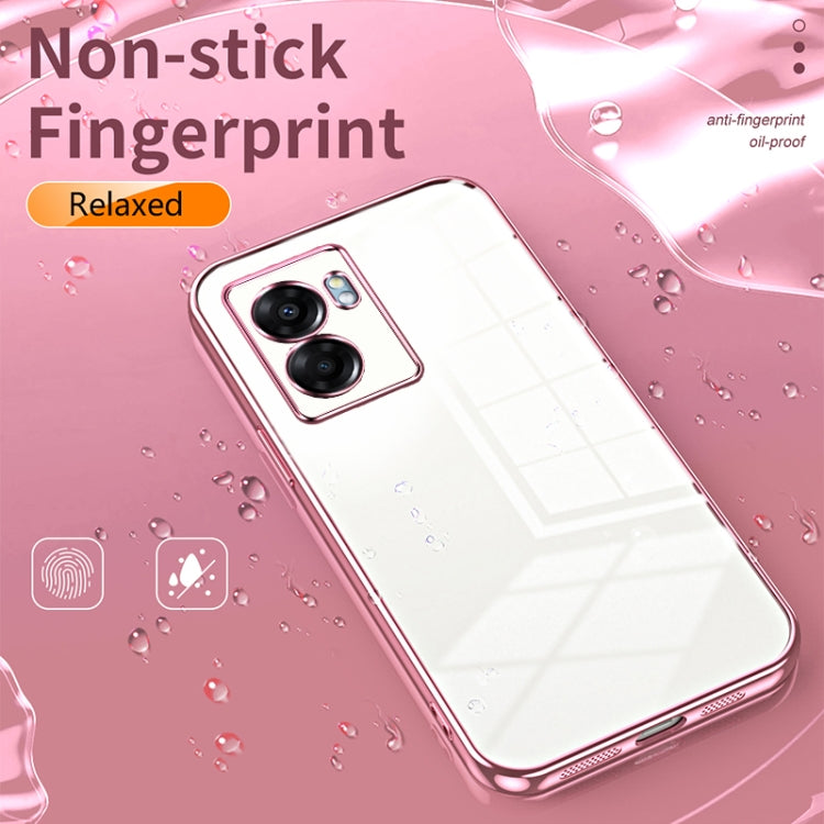 For OPPO A57 5G Transparent Plating Fine Hole Phone Case(Black) - OPPO Cases by buy2fix | Online Shopping UK | buy2fix