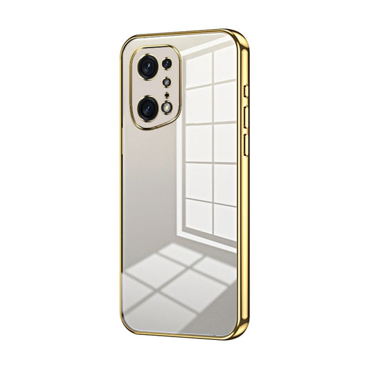 For OPPO Find X5 Pro Transparent Plating Fine Hole Phone Case(Gold) - OPPO Cases by buy2fix | Online Shopping UK | buy2fix