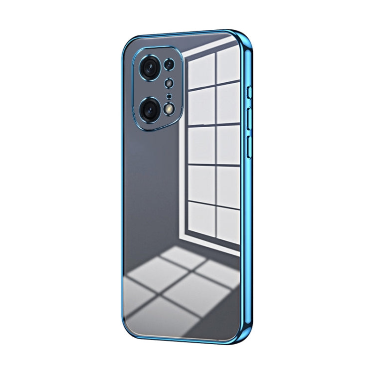 For OPPO Find X5 Pro Transparent Plating Fine Hole Phone Case(Blue) - OPPO Cases by buy2fix | Online Shopping UK | buy2fix