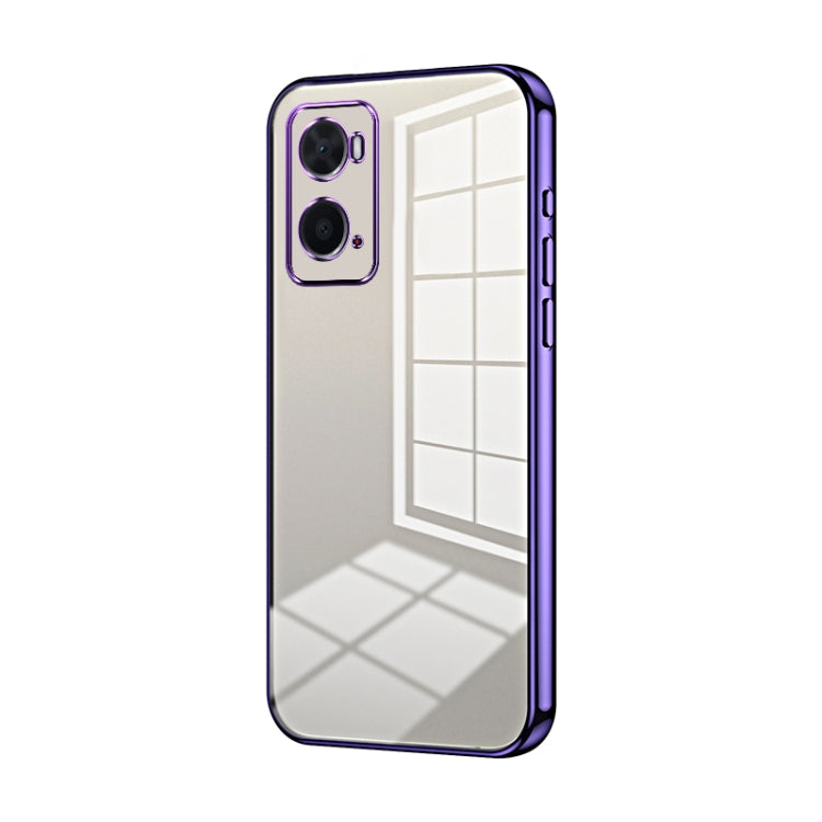 For OPPO A36 / A76 / A96 4G Global Transparent Plating Fine Hole Phone Case(Purple) - OPPO Cases by buy2fix | Online Shopping UK | buy2fix