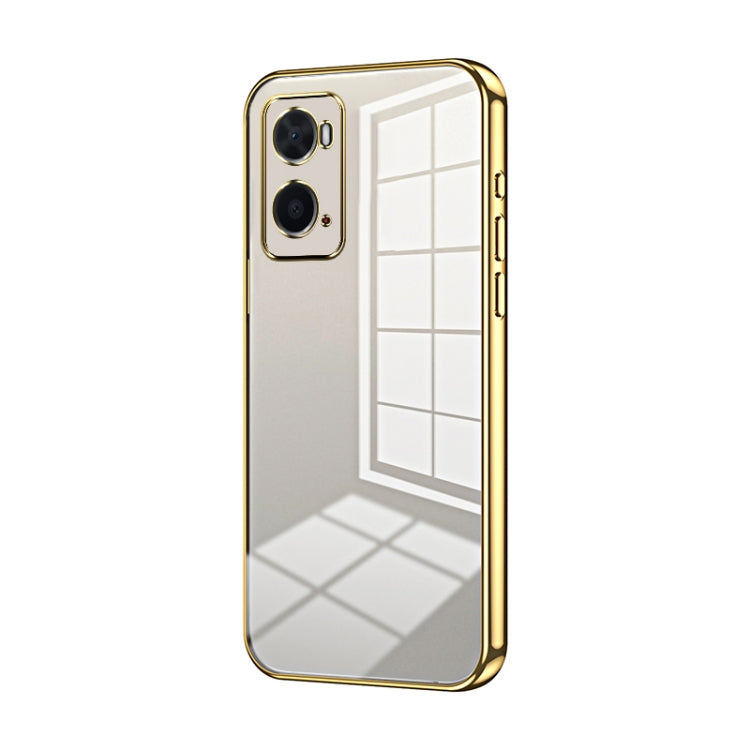 For OPPO A36 / A76 / A96 4G Global Transparent Plating Fine Hole Phone Case(Gold) - OPPO Cases by buy2fix | Online Shopping UK | buy2fix