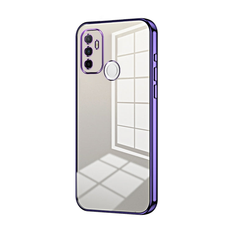 For OPPO A53 2020 / A32 / A11s  Transparent Plating Fine Hole Phone Case(Purple) - OPPO Cases by buy2fix | Online Shopping UK | buy2fix