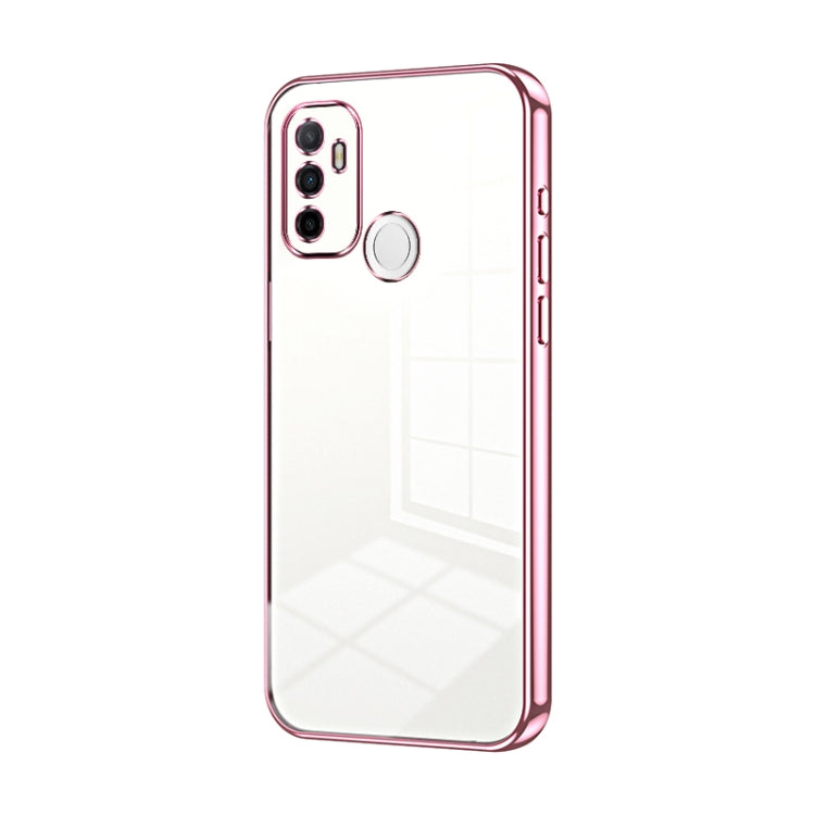 For OPPO A53 2020 / A32 / A11s  Transparent Plating Fine Hole Phone Case(Pink) - OPPO Cases by buy2fix | Online Shopping UK | buy2fix