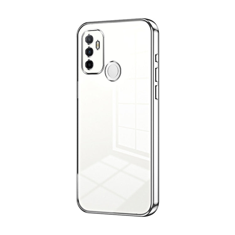 For OPPO A53 2020 / A32 / A11s  Transparent Plating Fine Hole Phone Case(Silver) - OPPO Cases by buy2fix | Online Shopping UK | buy2fix