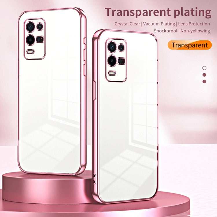 For OPPO K9x Transparent Plating Fine Hole Phone Case(Pink) - OPPO Cases by buy2fix | Online Shopping UK | buy2fix