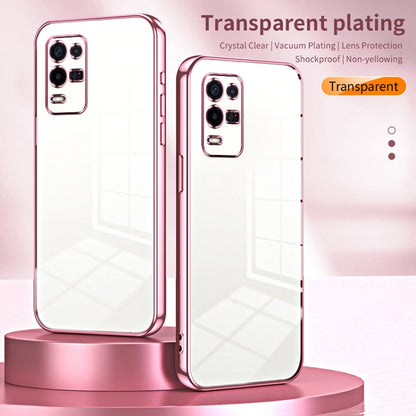 For OPPO K9x Transparent Plating Fine Hole Phone Case(Blue) - OPPO Cases by buy2fix | Online Shopping UK | buy2fix