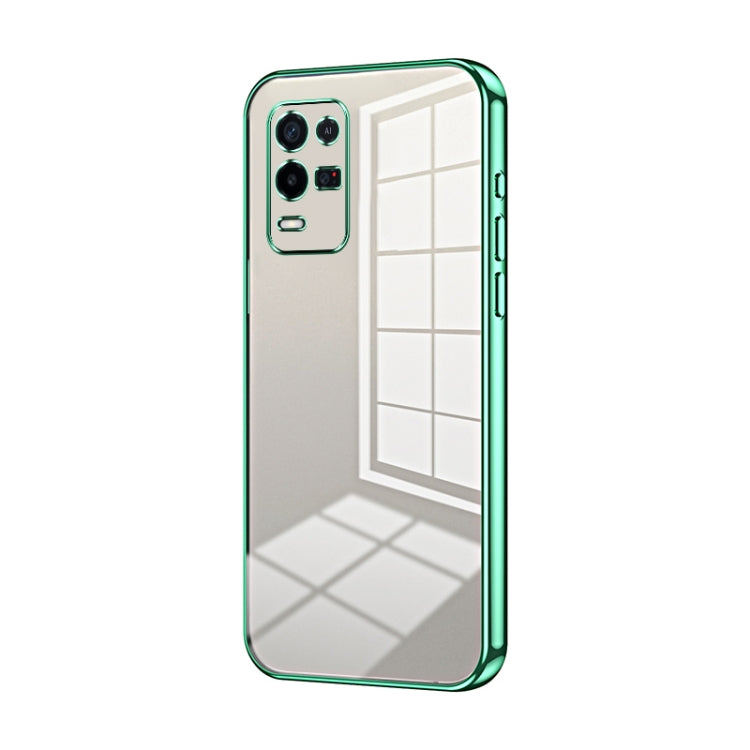For OPPO K9x Transparent Plating Fine Hole Phone Case(Green) - OPPO Cases by buy2fix | Online Shopping UK | buy2fix