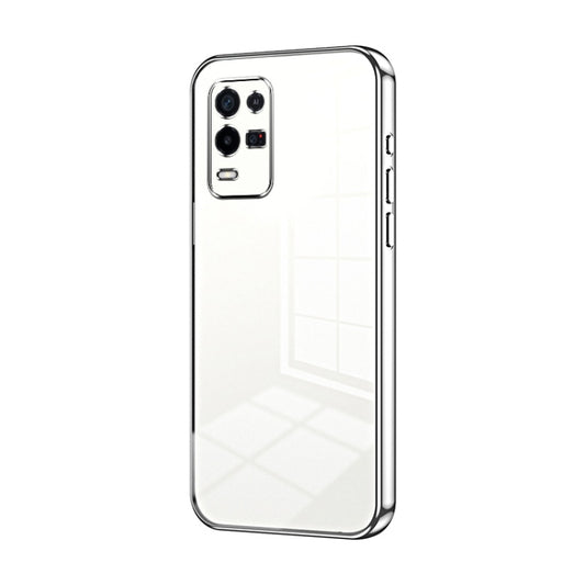 For OPPO K9x Transparent Plating Fine Hole Phone Case(Silver) - OPPO Cases by buy2fix | Online Shopping UK | buy2fix