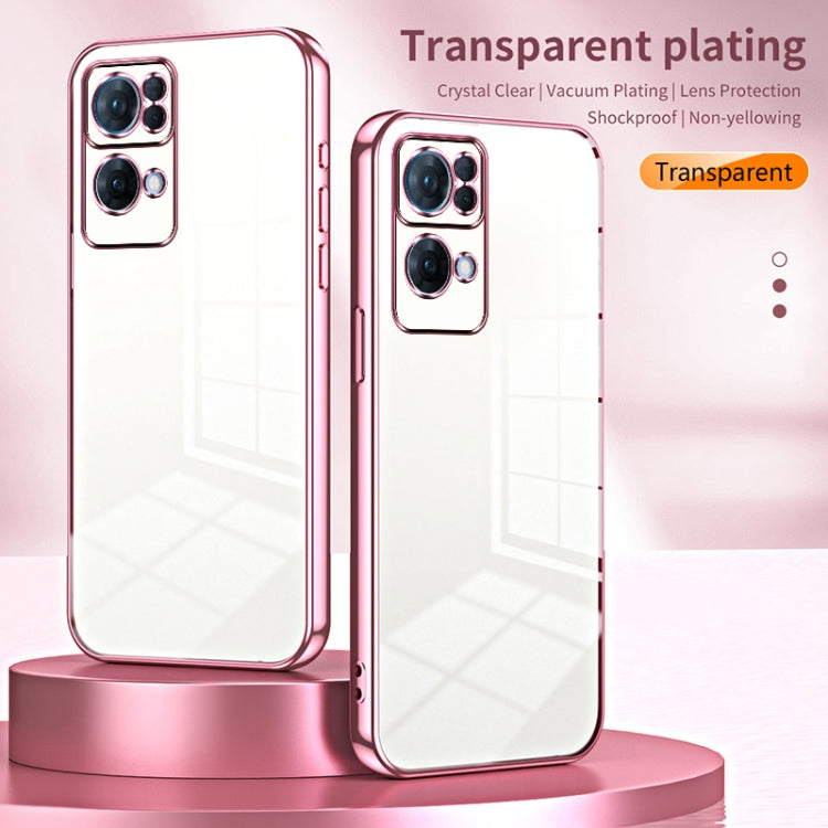 For OPPO Reno7 Pro Transparent Plating Fine Hole Phone Case(Purple) - OPPO Cases by buy2fix | Online Shopping UK | buy2fix