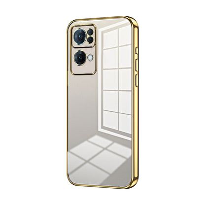For OPPO Reno7 Pro Transparent Plating Fine Hole Phone Case(Gold) - OPPO Cases by buy2fix | Online Shopping UK | buy2fix