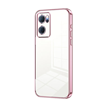 For OPPO Reno7 5G Transparent Plating Fine Hole Phone Case(Pink) - OPPO Cases by buy2fix | Online Shopping UK | buy2fix