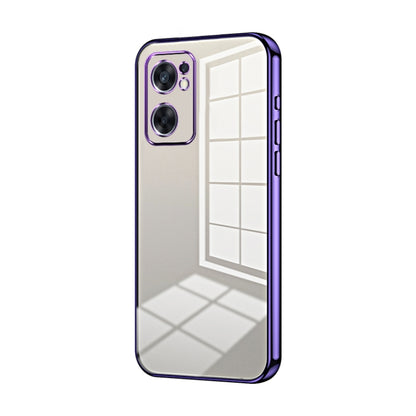 For OPPO Reno7 SE Transparent Plating Fine Hole Phone Case(Purple) - OPPO Cases by buy2fix | Online Shopping UK | buy2fix