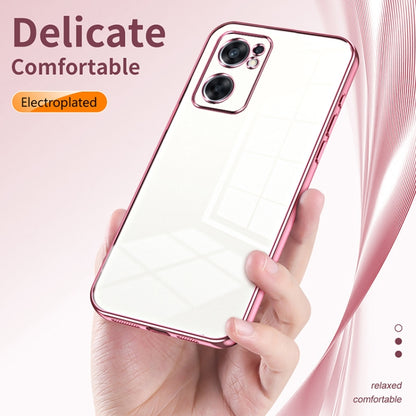 For OPPO Reno7 SE Transparent Plating Fine Hole Phone Case(Pink) - OPPO Cases by buy2fix | Online Shopping UK | buy2fix