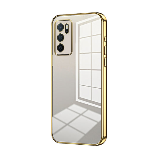 For OPPO A16 / A16s / A54s Transparent Plating Fine Hole Phone Case(Gold) - OPPO Cases by buy2fix | Online Shopping UK | buy2fix