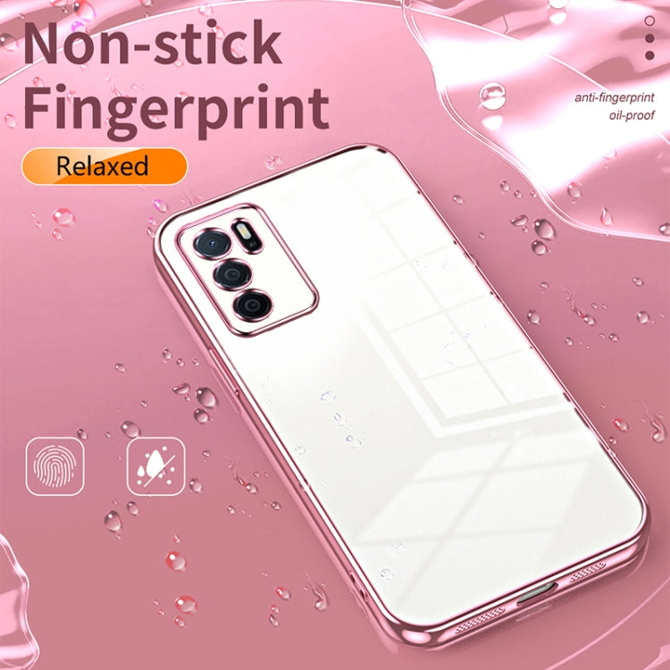 For OPPO A16 / A16s / A54s Transparent Plating Fine Hole Phone Case(Silver) - OPPO Cases by buy2fix | Online Shopping UK | buy2fix