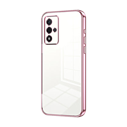 For OPPO A93s 5G Transparent Plating Fine Hole Phone Case(Pink) - OPPO Cases by buy2fix | Online Shopping UK | buy2fix