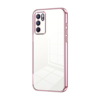 For OPPO Reno6 Indian / Malay Transparent Plating Fine Hole Phone Case(Pink) - OPPO Cases by buy2fix | Online Shopping UK | buy2fix