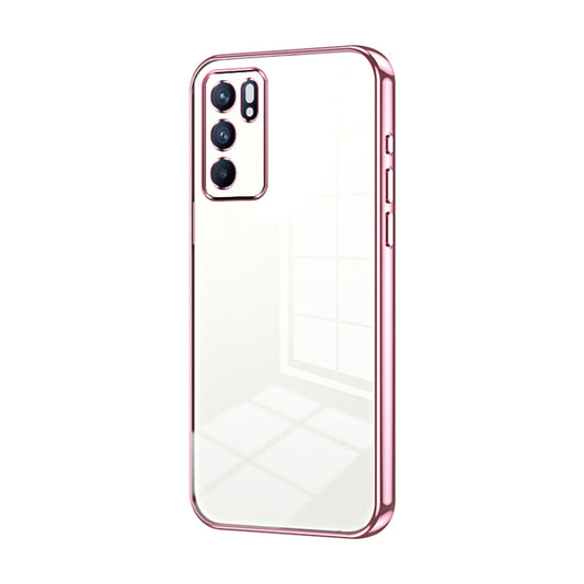 For OPPO Reno6 Indian / Malay Transparent Plating Fine Hole Phone Case(Pink) - OPPO Cases by buy2fix | Online Shopping UK | buy2fix