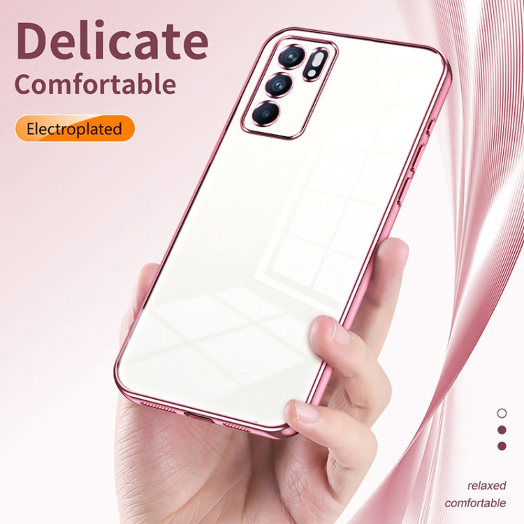 For OPPO Reno6 Indian / Malay Transparent Plating Fine Hole Phone Case(Transparent) - OPPO Cases by buy2fix | Online Shopping UK | buy2fix