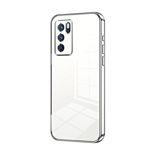 For OPPO Reno6 Pro Indian  Transparent Plating Fine Hole Phone Case(Silver) - OPPO Cases by buy2fix | Online Shopping UK | buy2fix