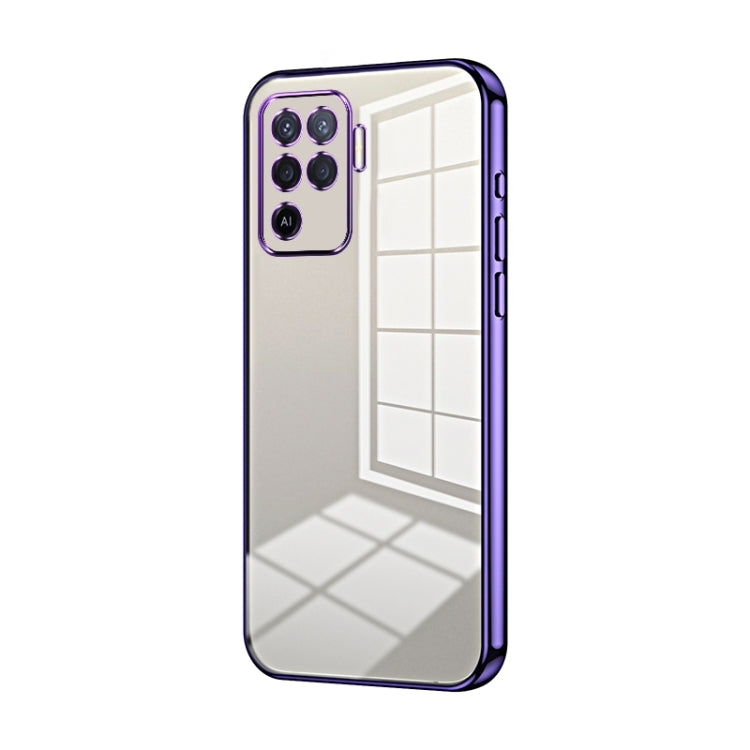 For OPPO A94 4G Transparent Plating Fine Hole Phone Case(Purple) - OPPO Cases by buy2fix | Online Shopping UK | buy2fix