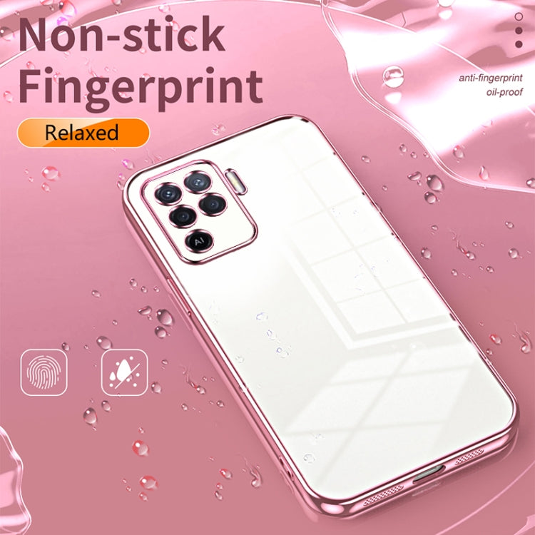 For OPPO A94 4G Transparent Plating Fine Hole Phone Case(Purple) - OPPO Cases by buy2fix | Online Shopping UK | buy2fix