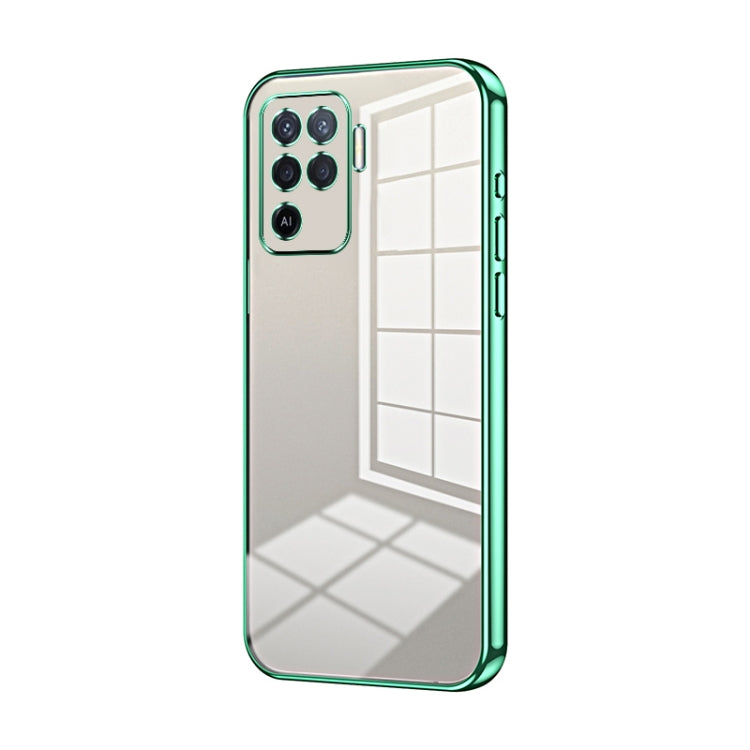 For OPPO A94 4G Transparent Plating Fine Hole Phone Case(Green) - OPPO Cases by buy2fix | Online Shopping UK | buy2fix