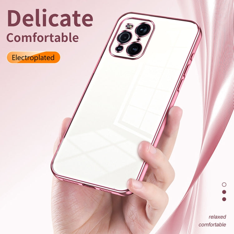 For OPPO Find X3 / Find X3 Pro Transparent Plating Fine Hole Phone Case(Pink) - OPPO Cases by buy2fix | Online Shopping UK | buy2fix