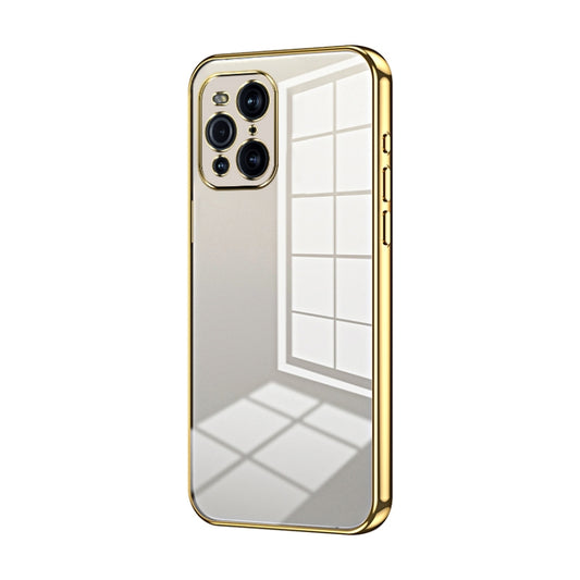 For OPPO Find X3 / Find X3 Pro Transparent Plating Fine Hole Phone Case(Gold) - OPPO Cases by buy2fix | Online Shopping UK | buy2fix