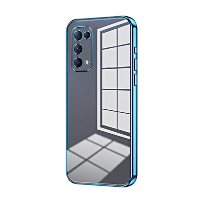 For OPPO Reno5 4G/5G / Reno5 K Transparent Plating Fine Hole Phone Case(Blue) - OPPO Cases by buy2fix | Online Shopping UK | buy2fix