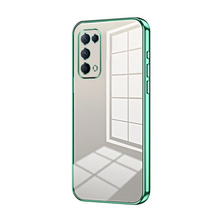 For OPPO Reno5 4G/5G / Reno5 K Transparent Plating Fine Hole Phone Case(Green) - OPPO Cases by buy2fix | Online Shopping UK | buy2fix